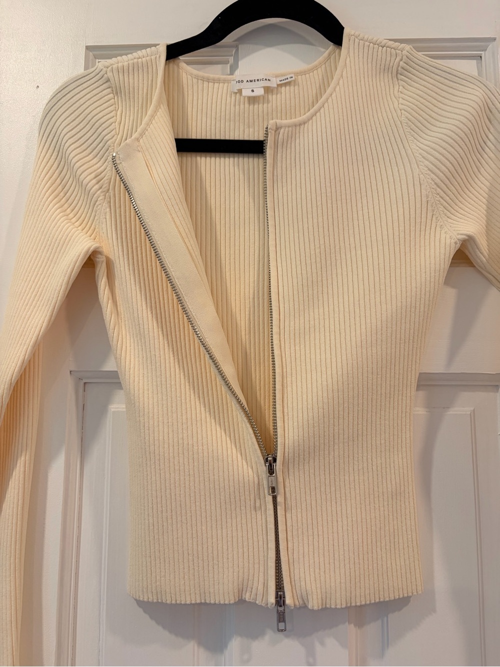 Good American Ribbed Zip-Front Knit Jacket - Picture 4 of 5